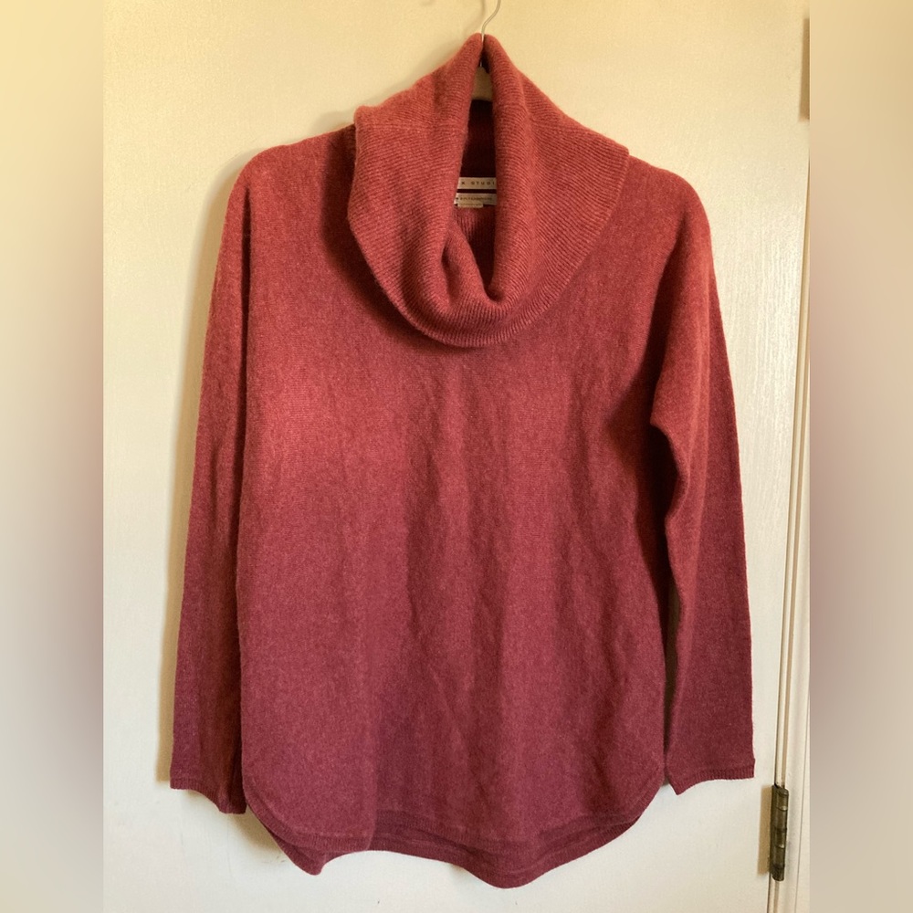 *Max Studio Mauve Pink 100% 2ply Cashmere Cowl Neck Long Sleeve Sweater#Bl